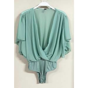 NEW VENTI6 women's crossover draped bodysuit in teal